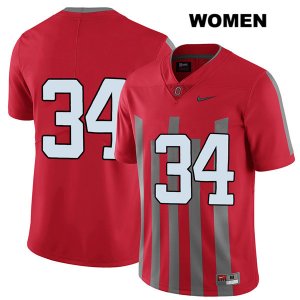 Women's NCAA Ohio State Buckeyes Owen Fankhauser #34 College Stitched Elite No Name Authentic Nike Red Football Jersey RV20P14RN